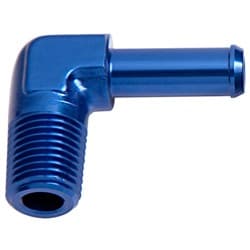 90 DEG 1/4" NPT TO 3/8" BARB BLUE 90 DEG MALE TO MALE