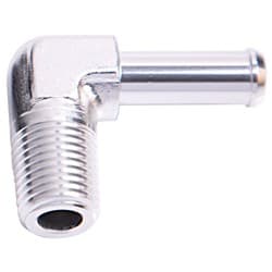 90 DEG 1/4" NPT TO 3/8" BARB SILVER 90 DEG MALE TO MALE