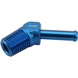 MALE 1/4" NPT TO 1/4" BARB BLUE 45 DEGREE MALE TO MALE