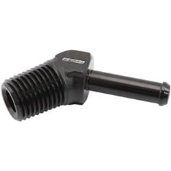 MALE 1/4" NPT TO 1/4" BARB BLACK 45 DEGREE MALE TO MALE