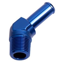 45 DEG 1/2" NPT TO 5/8" BARB BLUE 45 DEG MALE TO MALE