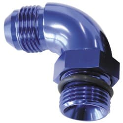 90 DEG -6ORB TO -6AN COMPLETE WITH JAM NUT AND O-RING BLUE