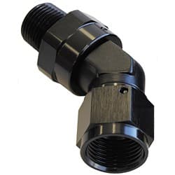 45 DEG 1/4" NPT TO -6AN FEMALEBLACK FULL SWIVEL FITTING