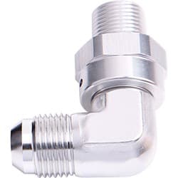 90 DEG 3/8" NPT TO -6AN SILVER MALE SWIVEL THREAD