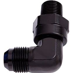 90 DEG 1/2" NPT TO -8AN BLACK MALE SWIVEL THREAD