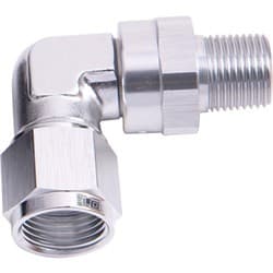 90 DEG 1/4" NPT TO -4AN SILVER FEMALE SWIVEL NUT