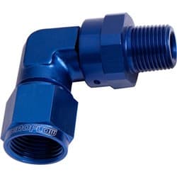 90 DEG 3/8" NPT TO -10AN BLUE FEMALE SWIVEL NUT