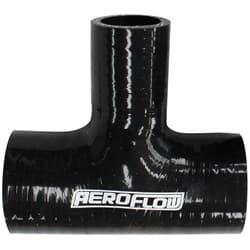 Silicone Tee piece 1.5" 38mm on run & 1" 25mm on side Black100mm long on run50mm on side