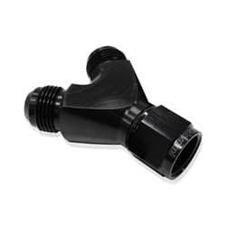 Y PIECE -8 SWIVEL NUT 2X -6AN BLACK