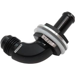 90 DEG BULKHEAD FITTING -6AN TO 5/16" 8mm BARB PUSH ON Aeroflow - AF 937-06-05BLK