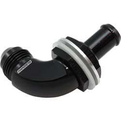 90 DEG BULKHEAD FITTING -8AN TO 1/2" 12mm BARB PUSH ON Aeroflow - AF 937-08-08BLK