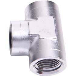 FEMALE TEE -10 ORB SILVER 3X -10 ORB PORTS
