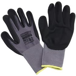 MECHANIC GLOVES LARGE NITRILE FOAM 1 PAIR BLACK WORK SHOP