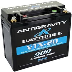 LITHIUM BATTERY 16V, 500CA 25AH, YTX12 CASE, LH POSITIVE ANTIGRAVITY / AG-VTX-20-L