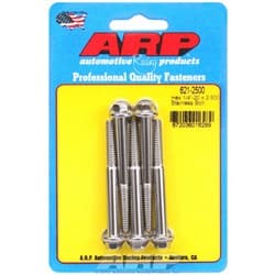 SS HEX BOLTS 1/4" UNC x 2.50" 5/16" WRENCH (5-PACK) 1/4-20 ARP - 621-2500