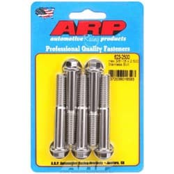SS HEX BOLTS 3/8" UNC x 2.50" 3/8" WRENCH (5-PACK) 3/8-16 ARP - 623-2500