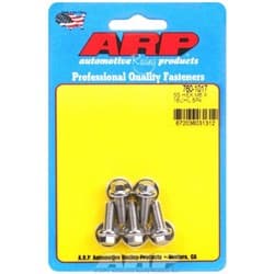 SS HEX BOLTS M6x1.00 x 16mm 8mm WRENCH (5-PACK) 6mm-1.00 ARP / 760-1017
