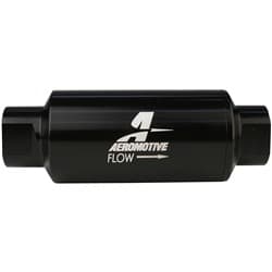 INLINE FUEL FILTER -10AN BLACK 5.5" LONG x 2" OD. 100 MICRON AEROMOTIVE / ARO 12324