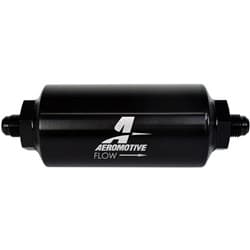 BLACK INLINE FILTER -6AN MALE 40 MIC / 2" OD STAINLESS MESH AEROMOTIVE / ARO 12348