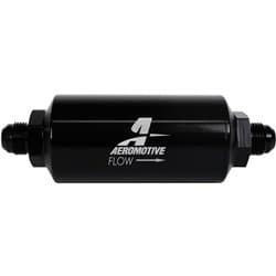 BLACK INLINE FILTER -8AN MALE 40 MIC / 2" OD STAINLESS MESH AEROMOTIVE / ARO 12378