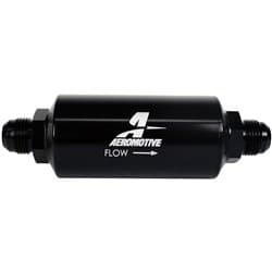INLINE BLACK FUEL FILTER 10MIC MICROGLASS -10AN MALE 2" OD AEROMOTIVE / ARO12385