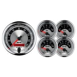 AM MUSCLE 5-PIECE GAUGE KIT 3-3/8" SPEEDO & 2-1/16" GAUGES AUTO METER - 1202
