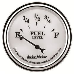 OLD TYME WHITE II 2-1/16" FUEL LEVEL, 240-33 OHMS AUTO METER - 1216