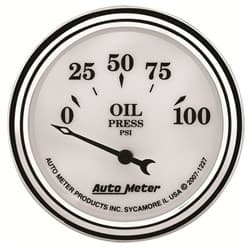 OLD TYME WHITE II 2-1/16" OIL PRESSURE, 0-100PSI, ELECTRIC AUTO METER - 1227
