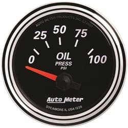 DESIGNER BLACK II OIL PRESSURE 2-1/16", 0-100PSI, SS ELECTRIC AUTO METER - 1228