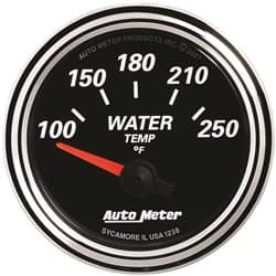 DESIGNER BLACK II WATER TEMP 2-1/16", 100-250Â°F, SS ELECT AUTO METER - 1238