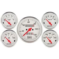ARCTIC WHITE 5 PC. KIT BOX W/M 4 GAUGES & SPEEDO AUTO METER - 1300