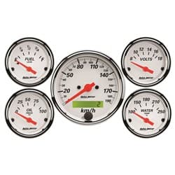 ARCTIC WHITE 5-PIECE GAUGE KIT 3-1/8" SPEEDO & 2-1/16" GAUGES AUTO METER - 1302-M