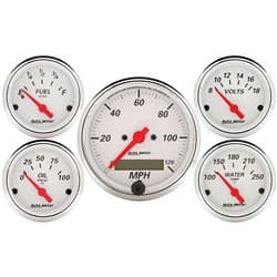 ARCTIC WHITE 5-PIECE GAUGE KIT 3-1/8" SPEEDO & 2-1/16" GAUGES AUTO METER - 1302