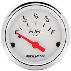 ARCTIC WHITE 2-1/16 FUEL LEVEL 0-90 OHM, SHORT SWEEP ELECTRIC AUTO METER - 1315
