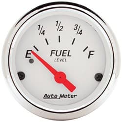 ARCTIC WHITE 2-1/16 FUEL LEVEL 240-33 OHM, SHORT SWEEP ELECT. AUTO METER - 1317
