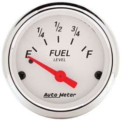 ARCTIC WHITE 2-1/16 FUEL LEVEL 0-30 OHM, SHORT SWEEP ELECT. AUTO METER - 1318