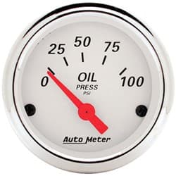 ARCTIC WHITE 2-1/16 OIL PRESS 0-100PSI, SHORT SWEEP ELECT. AUTO METER - 1327