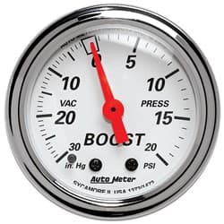 ARCTIC WHITE 2-1/16" BOOST/VAC 30IN/HG-20PSI, MECHANICAL,10FT AUTO METER - 1372