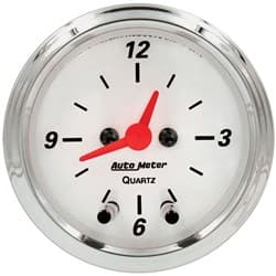 ARCTIC WHITE 2-1/16 CLOCK QUARTZ MOVEMENT W/ SECOND HAND AUTO METER - 1385