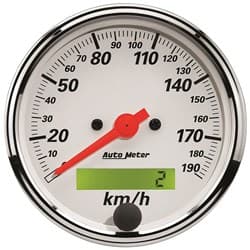ARCTIC WHITE 3-1/8 SPEEDO 190KPH, ELECTRONIC, LCD ODOMET AUTO METER - 1388-M