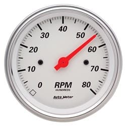 ARCTIC WHITE 3-3/8" TACHOMETER 8,000 RPM, IN-DASH AUTO METER - 1390