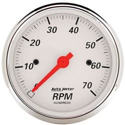 ARCTIC WHITE 3-1/8 TACHOMETER 7,000RPM, IN-DASH AUTO METER - 1398