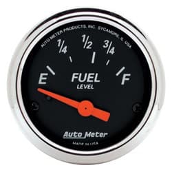DESIGNER BLACK FUEL LEVEL 2-1/16", 73-10 OHMS, SS ELECT AUTO METER - 1423