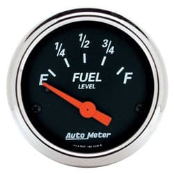 DESIGNER BLACK FUEL LEVEL 2-1/16", 0-30 OHMS, SS ELECT AUTO METER - 1425