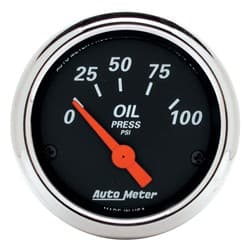 DESIGNER BLACK OIL PRESSURE 2-1/16", 0-100PSI, SS ELECT AUTO METER - 1426