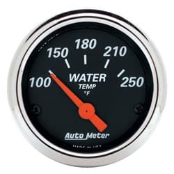 DESIGNER BLK 2-1/16 WATER TEMP 100-250Â°F, SHORT SWEEP ELECT. AUTO METER - 1436