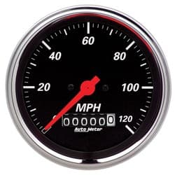 DESIGNER BLACK 120MPH SPEEDO 3-3/8", ELECTRONIC, WHEEL ODO AUTO METER - 1479