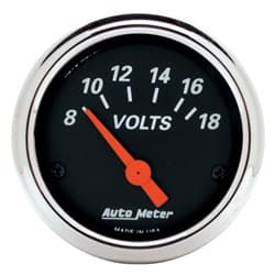 DESIGNER BLACK VOLTMETER 2-1/16", SHORT SWEEP ELECTRIC AUTO METER - 1483
