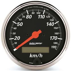 DESIGNER BLACK 190KM/H SPEEDO 3-1/8", ELECTRIC, LCD ODOMETER AUTO METER - 1487-M