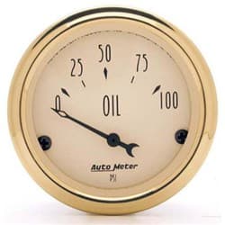 GOLDEN OLDIES OIL PRESS GAUGE 2-1/16", 0-100PSI, SS ELECTRIC AUTO METER - 1528